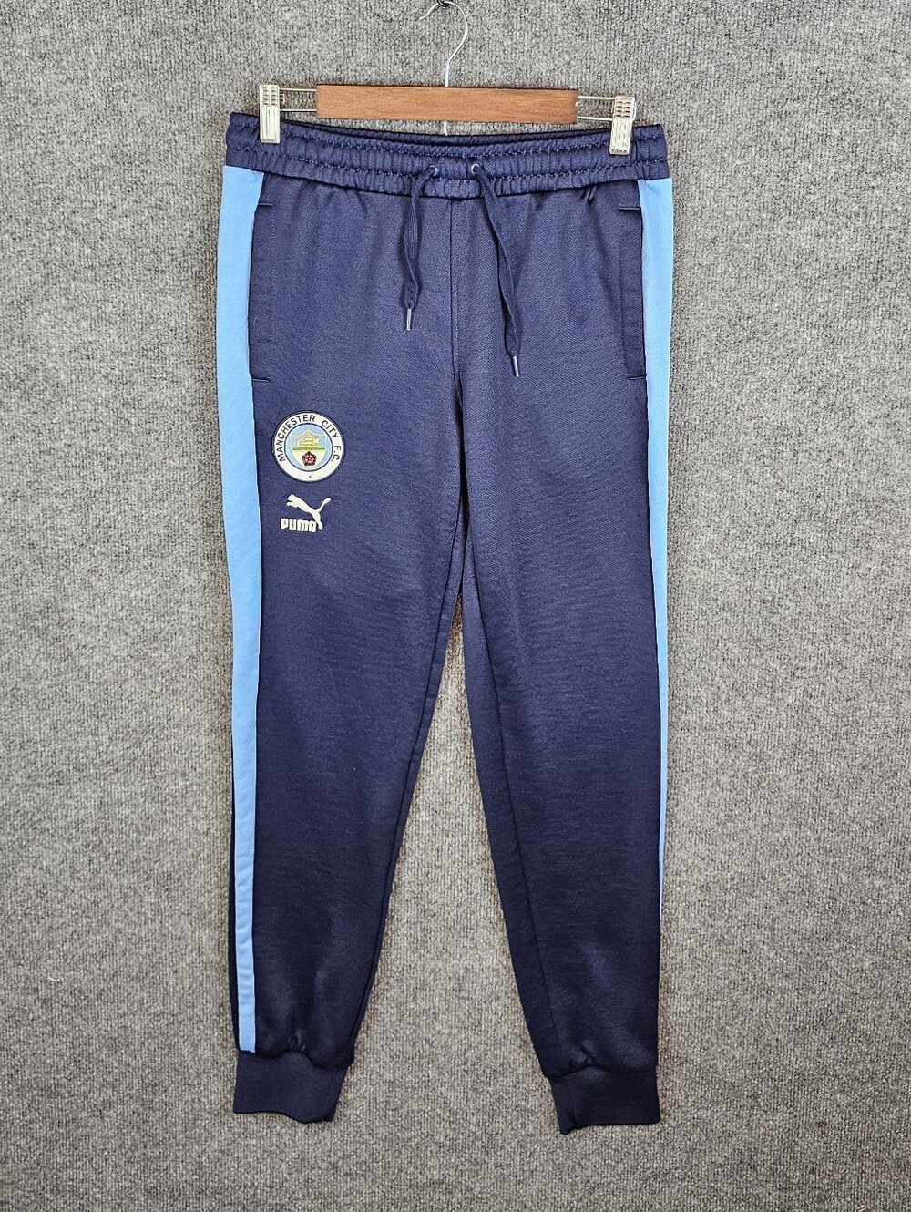 Manchester City FC x PUMA Men's Track Pants Joggers Blue Slim Fit Size- Medium